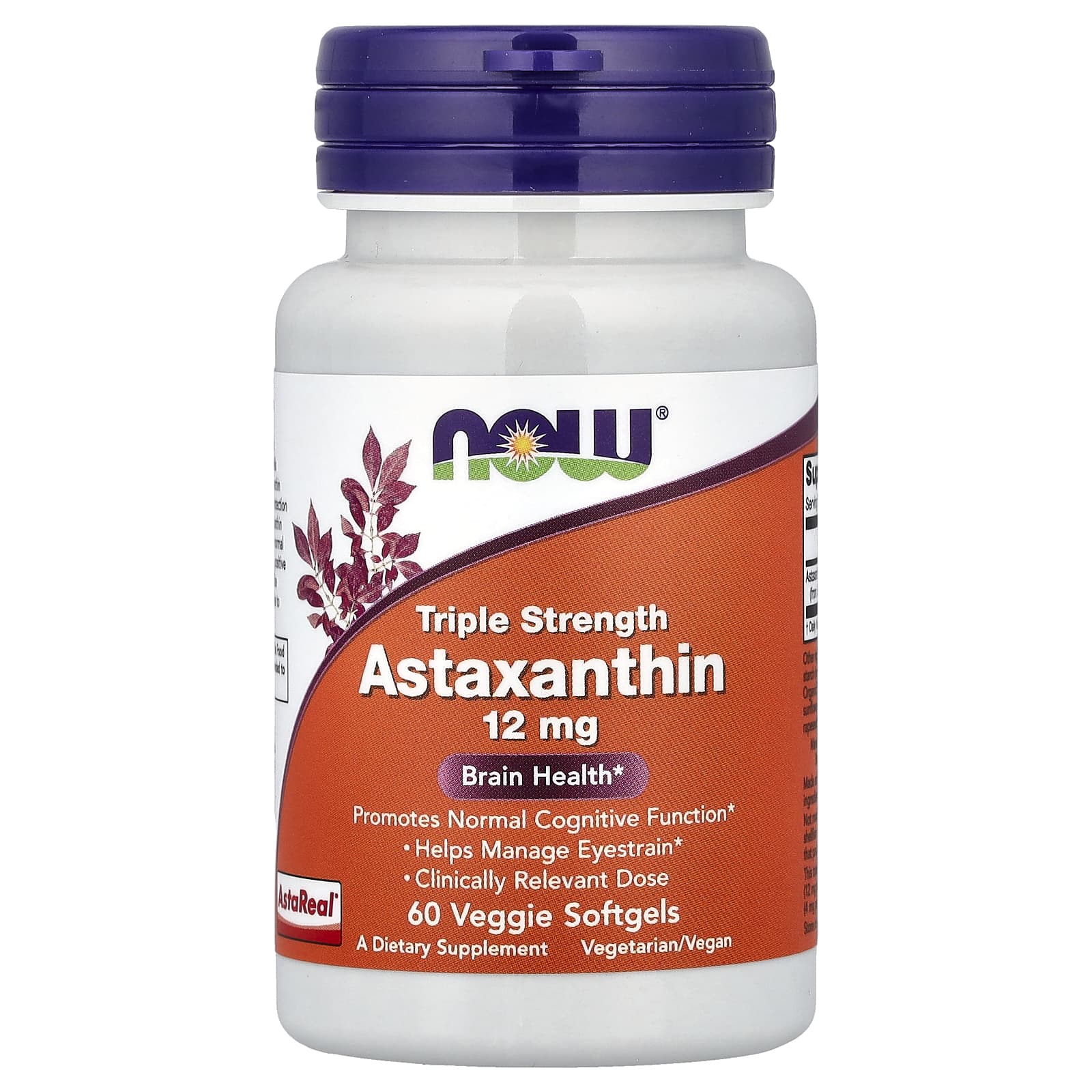 d816198bfbe5d37e NOW Foods, Astaxanthin, 12 mg, 60 Veggie Softgels - Image 1