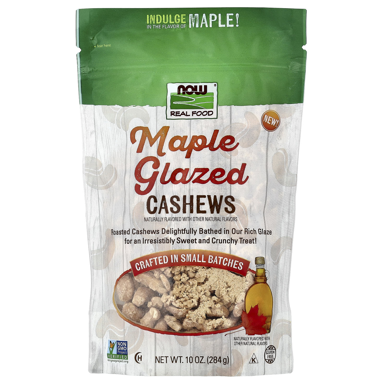 d825b3342cb199b7 NOW Foods, Maple Glazed Cashews, 10 oz (284 g) - Image 1