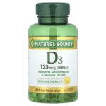 Nature's Bounty, Vitamin D3, 125 mcg (5,000 IU), 240 Rapid Release Softgels