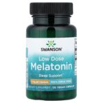 Swanson Vitamins, Melatonin, Low Dose, 1 mg, 120 Vegan Capsules
