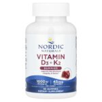 Nordic Naturals, Vitamin D3 + K2 Gummies, Pomegranate, 60 Gummies