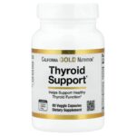 California Gold Nutrition, Thyroid Support with Guggul, Ashwagandha, Bacopa and Green Tea Extracts, 60 Veggie Capsules