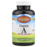 Carlson, Vitamin A, 7,500 mcg RAE (25,000 IU), 250 Soft Gels
