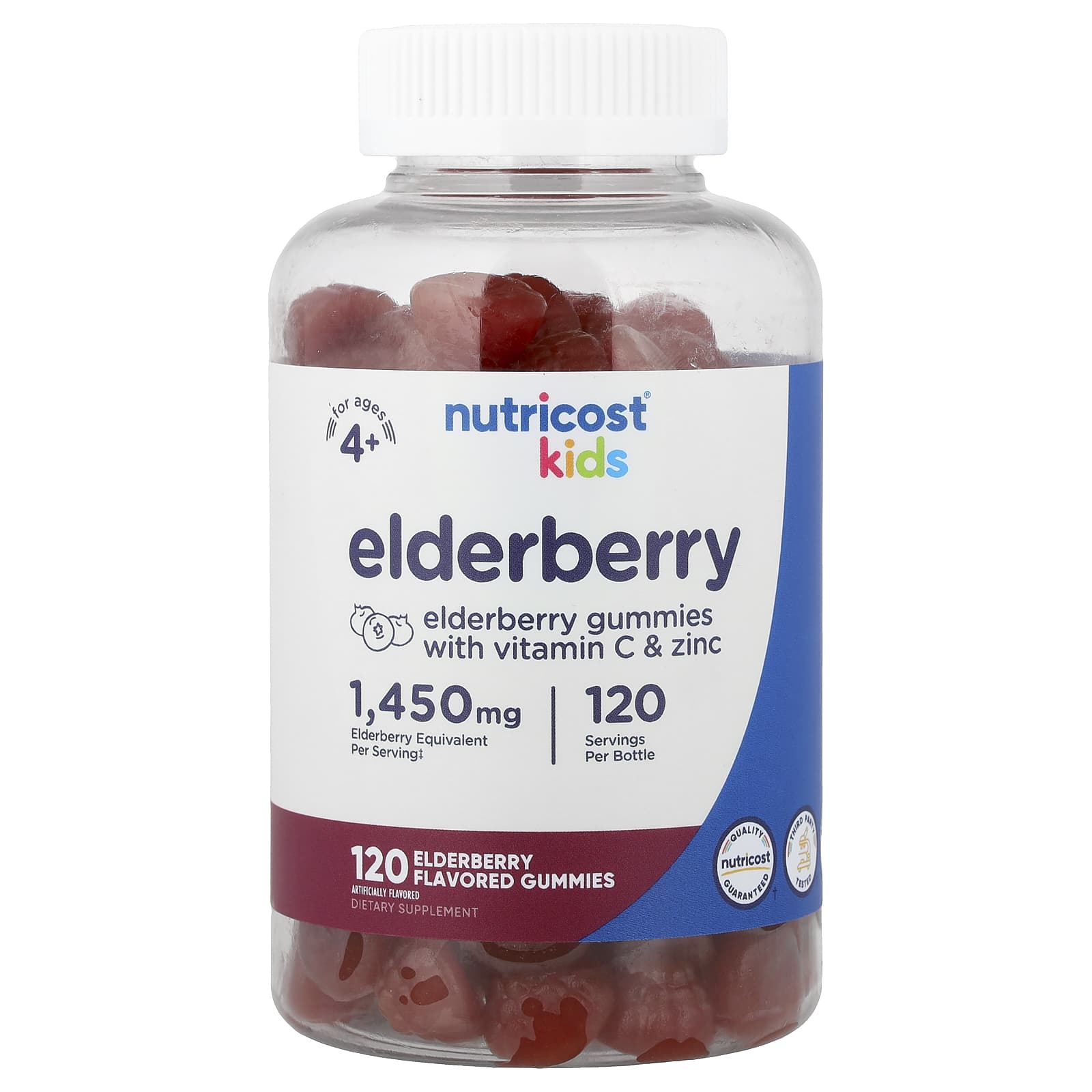 eb2a35c53c818922 Nutricost, Kids, Elderberry Gummies, Ages 4+, 120 Gummies - Image 1
