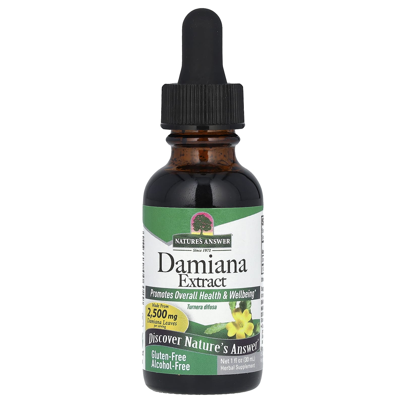 ecd2f3527cceac34 Nature's Answer, Damiana Extract, Alcohol-Free, 2,500 mg, 1 fl oz (30 ml) - Image 1