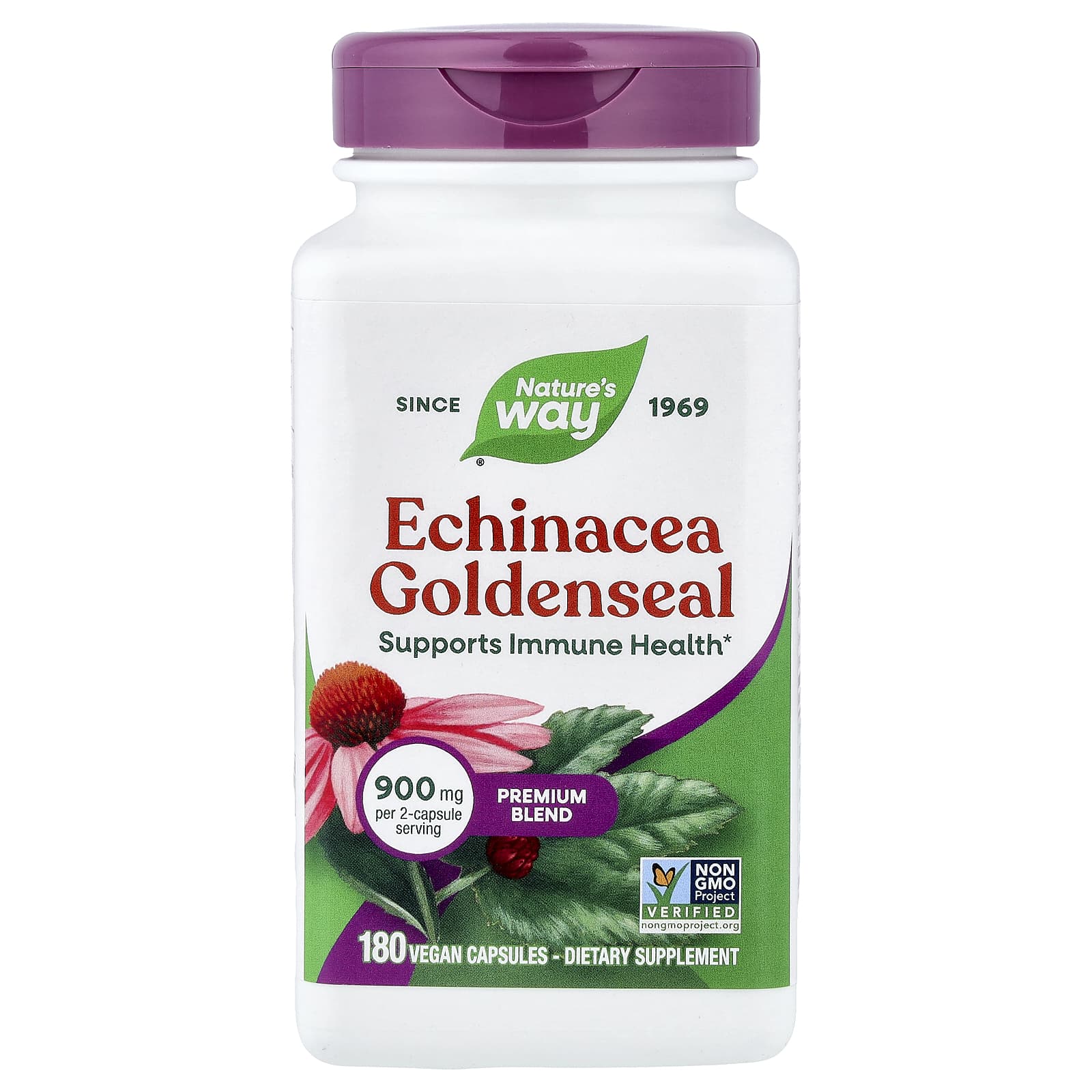 eda83a7ebcbb12f9 Nature's Way, Echinacea Goldenseal, Premium Blend, 180 Vegan Capsules (450 mg Per capsule) - Image 1