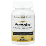 California Gold Nutrition, Simply One®, Prenatal Multivitamin with Super Greens, Spices, Vitamin A, and Folate, 90 Tablets