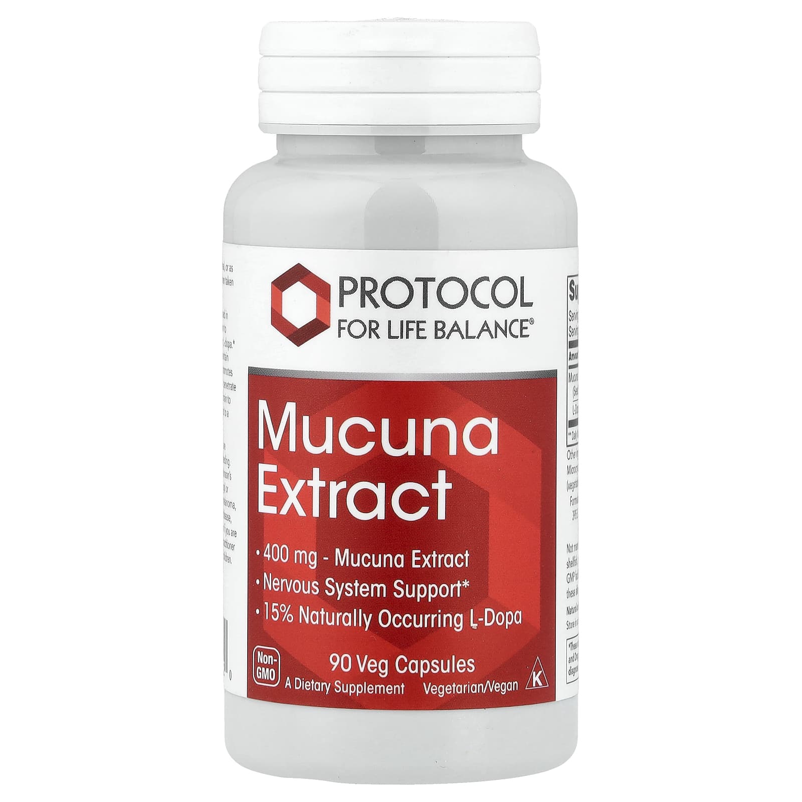 f5d36fd26ec5d811 Protocol for Life Balance, Mucuna Extract, 400 mg, 90 Veg Capsules - Image 1