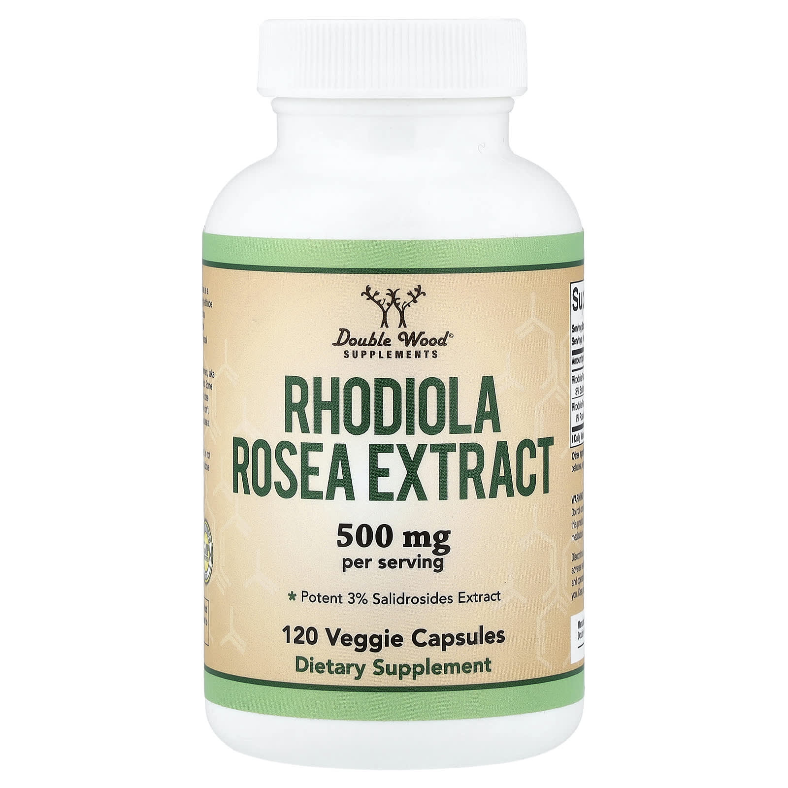 fa928502472db1ed Double Wood Supplements, Rhodiola Rosea Extract, 500 mg, 120 Veggie Capsules - Image 1