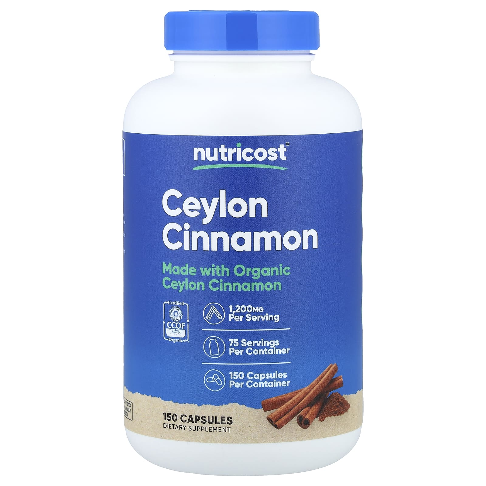 fb8821431ad28050 Nutricost, Ceylon Cinnamon, 150 Capsules (600 mg per Capsule) - Image 1