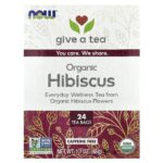 NOW Foods, Organic Hibiscus Tea, Caffeine Free, 24 Tea Bags, 1.7 oz (48 g)