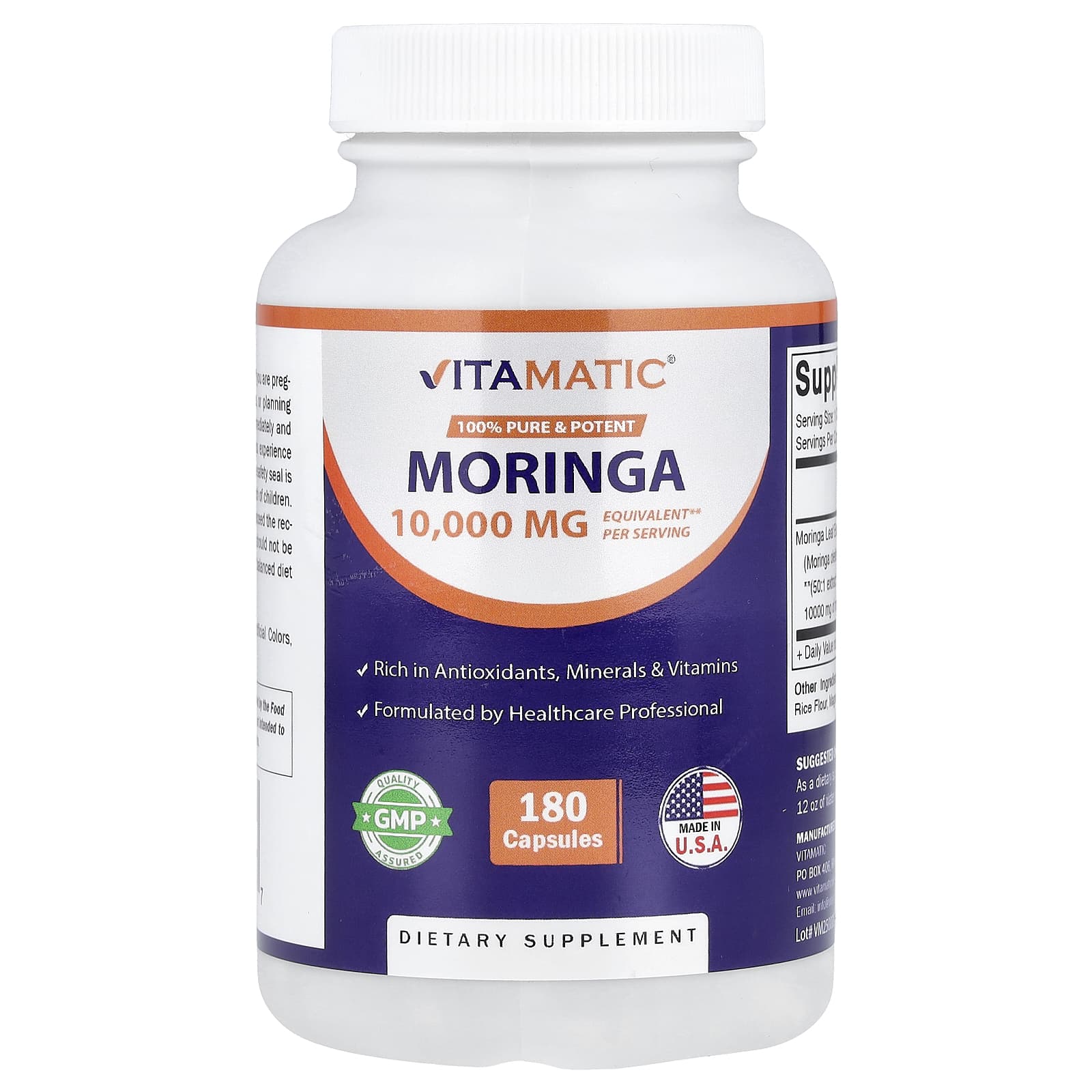 fdb57671001dc57b Vitamatic, Moringa, 10,000 mg, 180 Capsules - Image 1
